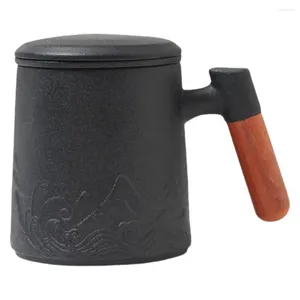 Vinglas Espumador de Leche Ceramic Mugg Coffee Cup Wood Handcele TEA Infuser Travel