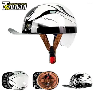 Motosiklet kaskları retro kask motosiklet scooter bisiklet erkekleri kadınlar casco moto yarım yüz beyzbol şapkası abs malzemesi