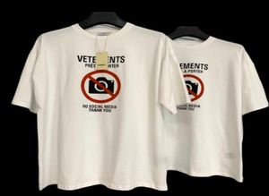 21SS Europe France Vetements Shop No Social Media Antisocial Embroidery Tshirt Fashion Mens T Shirts Women Clothes Casual Cotton T5642977