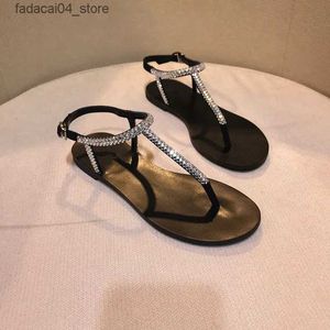 Pantofole 2024 NUOVE donne estive Sandali da spiaggia Lady Shining Diamond Scarpe Mujer Design originale Boho T-strap Infradito Pantofola Femal Plus Size Q240221