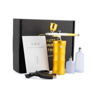 Máquina recarregável aerbrush kit de airbrush compressor bomba de spray de ação dupla ação portátil maquiagem de armas de maquiagem de tatuagem