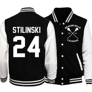 Kurtki Beacon Hills lacrosse print płaszcz mężczyźni kobiety nastolatek Wolf Stilinski 24 college popularna kurtka baseballowa jesień/zima nowa kurtka spółka