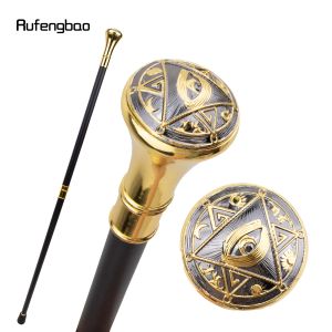 Oremasons Golden Freemason Eyes Totem Relief Relief Walking Cane Fashion Stick Gentleman Knob Knob Walking Stick 93cm