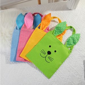 Borsa regalo di Pasqua Borsa da esposizione per gioielli con coniglietto di iuta Borsa pasquale in tela dal design unico con orecchie da coniglio Cestini per bambini