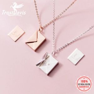 Necklaces TrustDavis 925 Sterling Silver Necklace Jewelry "I love you"Letter Pendant Necklace Special Xmas Gift For Girl Friend Wife D1349