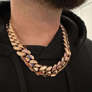 Luxury Custom Moissanite Cuban Chain 18mm 925 Silver 10k 14k 18k Solid Gold Hiphop Moissanite Clasp Cuban Link Chain