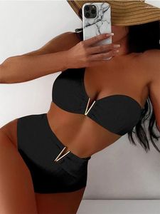 Women's Swimwear Sexy Push Up Bikini Set Swimsuit 2024 Two Pieces One Shoulder Biquini High Waist Women Summer Bathing Suits