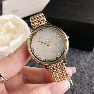 Moda pełna marka nadgarstka Watches Women Girl Kolorowy klejnot stalowy metalowy zespół kwarcowy luksusowy zegar SW70