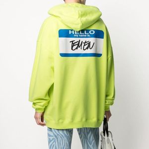 Paris stil män kvinnor plus storlek hej signatur tryck broderi hoodie hösten vinter bomull high street skateboard överdimensionerad huva tröja 23fw 0221