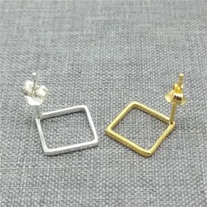 Orecchini 4prs di 925 orecchini ad anello quadrato in argento sterling per gioielli che producono 10 mm