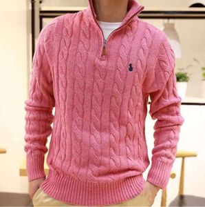 2024 Mens Sweater Designer Polo Meio Zíper Hoodie Manga Longa Ralph Malha Cavalo Twist Alto Collar Mens Mulher Hip Hop Fash Advanced Design Lazer 6611ess