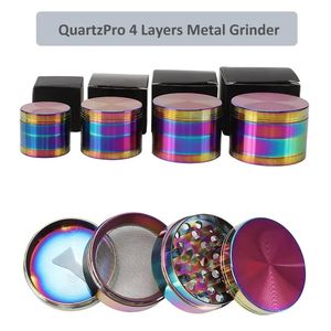 QuartzPro 40/50/55/63mm 4 camadas pequeno redondo moedor de mão portátil liga de zinco tabaco erva crua triturador de especiarias com Kief Catcher acessórios para fumar