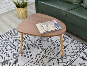 Rustykalny drewniany stolik do salonu, mały duży stolik kawowy z nowoczesnym designem, drewniany stojak na rośliny, niski stół i meble boczne