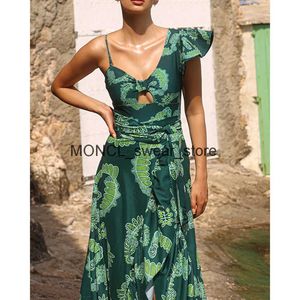 Costumi da bagno da donna 2024 Costume intero da bagno Gonna Spalla con spalline Volant Stampa Donna Costume da bagno dimagrante Abbigliamento da spiaggiaH2422115