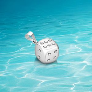 Hängen 925 Sterling Silver Lucky Square Dice Pendants Cube Charm Choker Necklace For Women Men smyckespresent