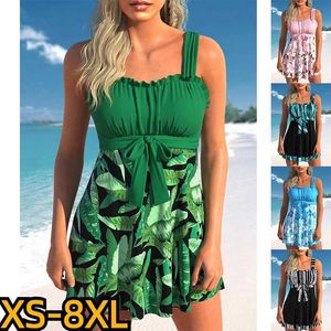 Kvinnors badkläder Nytt kvinnors mode Monokini Swimsuit Beach Set Two Piece Beach Swimsuit Summer 3D Print Tankinis Swimsuit Set J240221