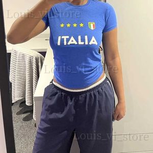 Women's T-Shirt Women Y2K Clothes Letter Crop Tops Summer 2023 T shirts Grunge 2000s Trashy Aesthetic Short Sleeve Tees Young Girls Streetwear T240221