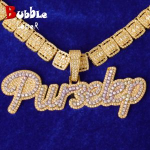 Naszyjniki Bubble list Custom Nazwa Łańcuch męski Naszyjnik Zasiłek PRAWDZIWY ZŁOTY PLATED CHARMIS HIP HOP Jewelry 2022 Trend Gift