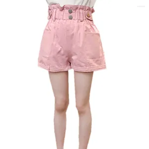 Shorts Girls Summer High Waist Solid With Buttons Princess Children Cotton Mini Pants Teenager Pink Khaki Above Knee Trousers