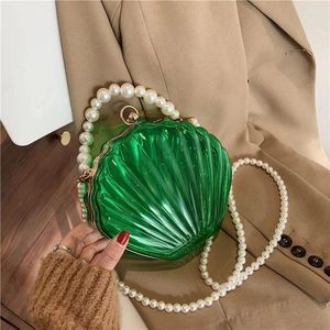 Cosmetic Bags Fashion Personality Pearl Handbag Makeup Transparent Simple Shell Bag Shoulder Messenger