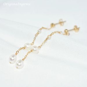 Orecchini Orecchini di perle naturali fatti a mano Orecchini in oro 14 carati Orecchini pendenti Gioielli vintage Orecchini Boho Orecchini resistenti all'appannamento