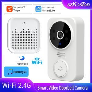 Kolyeler Tuya Akıllı Video Kapı Zili Wifi Kamera Açık Kablosuz Kapı Bell 2way Video İntercom Gece Görme Güvenlik Koruma Akıllı Yaşam