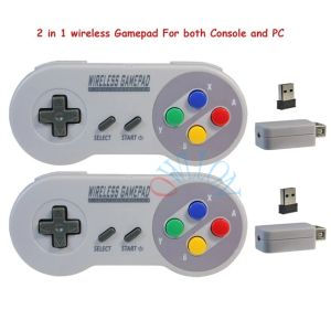 Gamepads 2 Reciever Wireless 2.4G Game Controller Joypad Joystick Controller para SNES para Super Nintendo Classic MINI para PC Windows USB