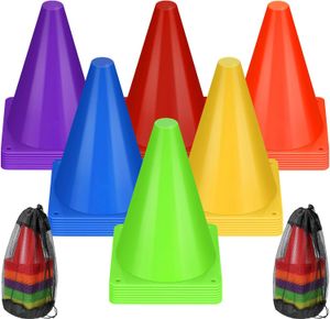 48 Pack 7 Inch Plastic Traffic Agility Field Marker Soccer Safety Sports Training Cones For Skating