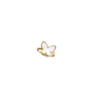 Van-Clef & Arpes Rings Designer Women Original Quality Band Rings 18k Gold Plated Pearl Shell Butterfly Charm Ring For Women Jewelry With Gift