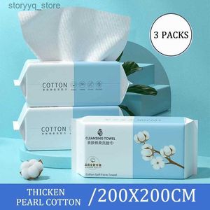 Tissue Boxes Napkins 300Pcs/Set Disposable Facial Wash Towel Beauty Cleansing Thickened Pearl Pattern Cotton Soft Towels Make Up Removal Household Q240222