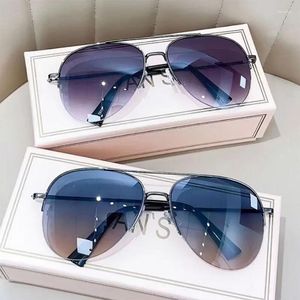 Sunglasses Fashion Gradient For Men Big Frame Pilot Sun Glasses Brand Design Anti-reflective Lunette De Soleil Homme Oculos