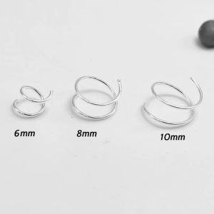 Ringar 10st/Lot Nose Hoop Ring Sterling Sier Double Nose Ring Spiral Ring Tragus Ear Brosk Piercing Smycken