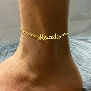 Anklety Niestandardowa nazwa Anklet dla kobiet spersonalizowana pulseras Mujer łańcuch nierdzewnej łańcucha tobillera biżuteria druhny Prezenty