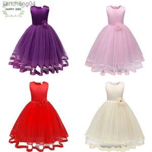 Flickans klänningar Kids Girl Dresses Princess Bridesmaid Pageant Birthday Party Clothing Wedding Dress Barn ärmlös kostymblommor klänningar