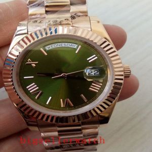 럭셔리 고품질의 날짜 사장 40mm 일일 대통령 228235 그린 로마 다이얼 18K 로즈 골드 2183Movement Automatic Mens W287M