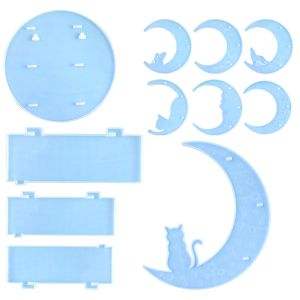 Attrezzature Lo stampo in silicone realizzato in resina epossidica Moon Cat può essere utilizzato per appendere gli ornamenti Duobao Ge sulla parete dello scaffale