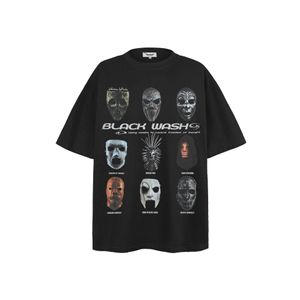 ヒップホップの男性TシャツグランジレトロマスクグラフィックプリントパンクゴシックストリートウェアTシャツ2024ハラジュク半袖ルーズシャツのトップス