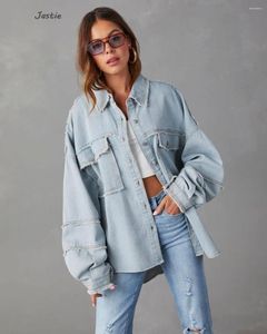 Kvinnors blusar denimjacka kvinnor blå jeans blus toppar skjortor vårhöstjackor 2024 koreansk knapp mode vintage kappa