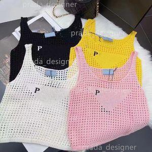 Lyxdesigner Kvinnor T Shirts Summer Women Tops Tees Crop Top Brodery Sexig Off Shoulder Hollow Out Knit Tank Top Sleeveless Backless Top Shirts Solid Color Vest