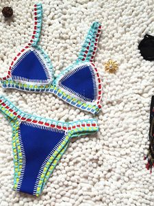 Women's Swimwear Crochet Swimwear for Female Knitted Swimsuits Neoprene Bikini Beachwear Boho Style Swimsuit Two Pieces Bathng Suits T240222