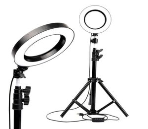 Inomhusbelysning LED Ring Light Po Studio Camera Pography Dimble Video Lamp för smink selfie med stativtelefonhållare7828620