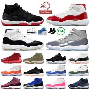 11S NEW BRED VELVET JUSMMAN 11 أحذية كرة السلة الحجم 47 Cherry J11S COOL GRAY CEMENT UNIVERSION