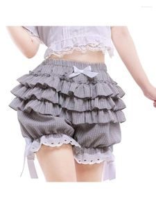 Shorts femininos 2024 vintage japonês babado laço coquette y2k fada 2000s retro kawaii multi-camadas babados bloomers mulheres traje