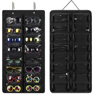 Display Sunglasses Storage Bags Hanging Wall Felt Glasses Organizer Display Dustproof 16 PVC Pockets Stand Holder Eyeglasses Box