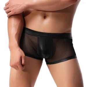 Underbyxor Sexiga män Boxare Shorts Low Rise Mesh Transparenta underkläder Linglingies Mane See Through Erotic Trunk Boxershorts