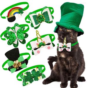 Vestuário para cães 20pcs Trevo de quatro folhas Pet Bowtie Filhote de cachorro St. Patrick's Day Comemore Bow Tie Cat Gravata Colar Acessórios de Grooming