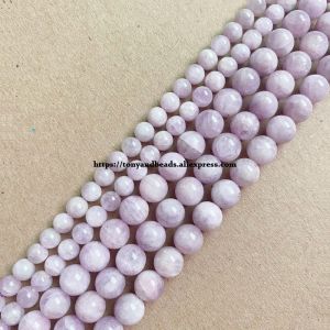 Beads Genuine Semiprecious Natural Madagascar Kunzite Spodumene Stone Round Loose Beads 7 8 10MM For Jewelry Making