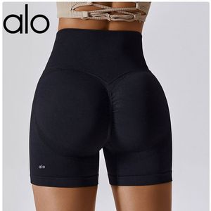 AL Align Elastic Shorts New High Shark Lift Hip Sports Half Length Pantsカジュアルフィットネスショーツ女性ハイライトJoggerLu-08 2024