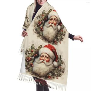 Schals Vintage Santa Clause Weihnachten Urlaub Geschenk Schal Wrap Frauen Lange Winter Herbst Warme Quaste Schal Unisex Mode Vielseitig