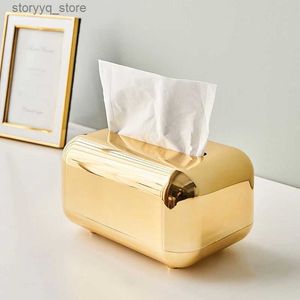 Tissue Boxes Napkins Simple Household Tissue Boxes Living Room Spring Storage Box Magnetic Switch Paper Organizer Gold Silver Color Q240222